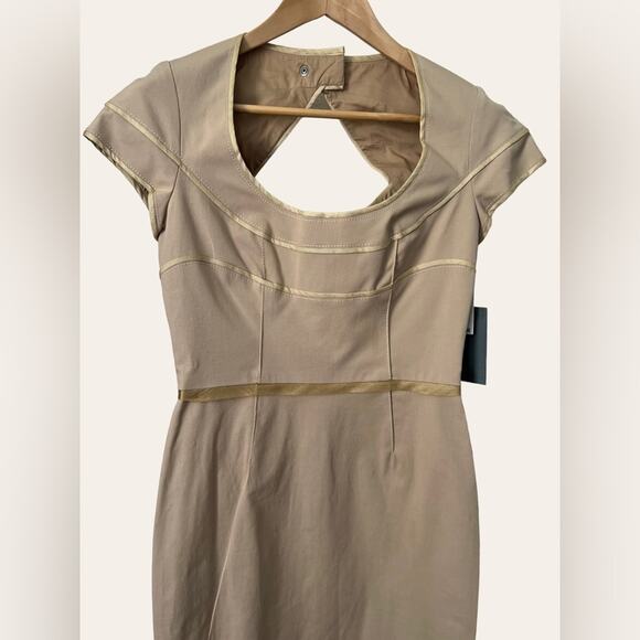 Zac Posen Khaki Eclipse Sheath Cocktail Dress Size 6 - Picture 7 of 16